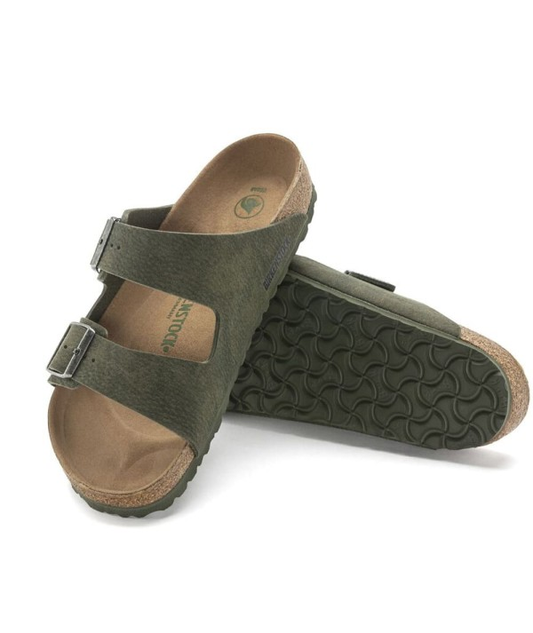 Sandali Birkenstock Arizona Vegan Verde Timo Uomo Calzata Stretta