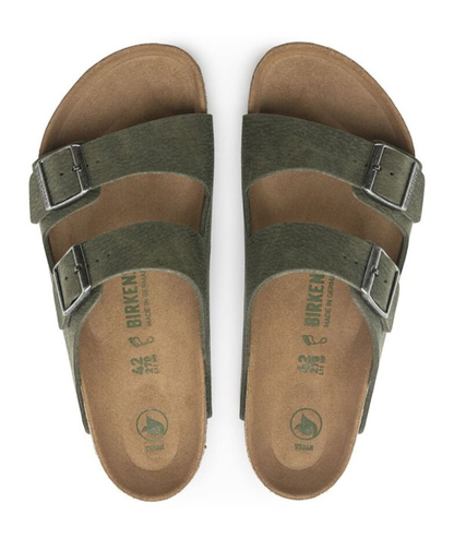 Sandali Birkenstock Arizona Vegan Verde Timo Uomo Calzata Stretta