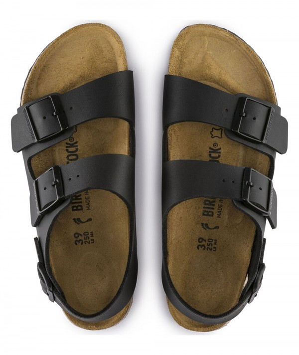 Sandali Birkenstock Milano Birko-Flor Neri Unisex Calzata Stretta