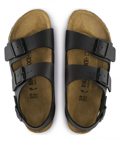 Sandali Birkenstock Milano Birko-Flor Neri Unisex Calzata Stretta